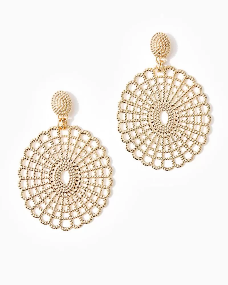 Jewelry^Lilly Pulitzer Lilly Lace Statement Earrings Gold Metal